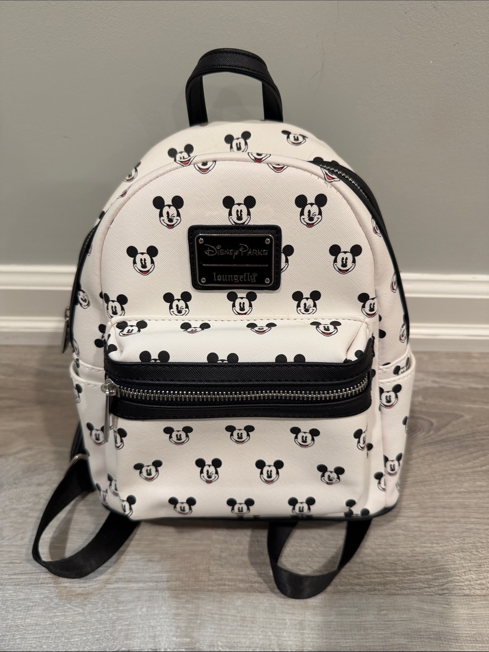 Loungefly White & Black Mickey Mouse Mini Backpack